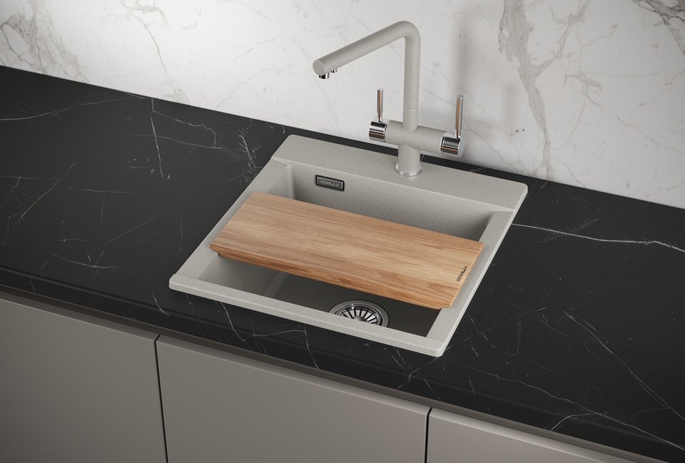 Кухонная мойка GRANULA ESTETICA ES-4701 накладная 47х50х22 см, кварцевый песок, тон базальт