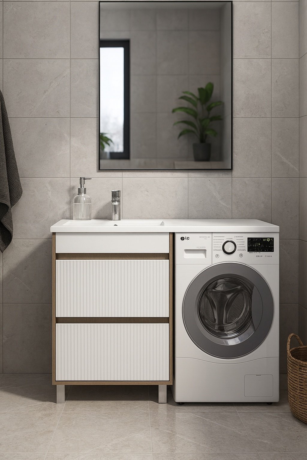 Тумба с раковиной KABINKA.KZ A2 ТР 2Я СМ 1200 К, 120x70x45 см, белый, коричневый