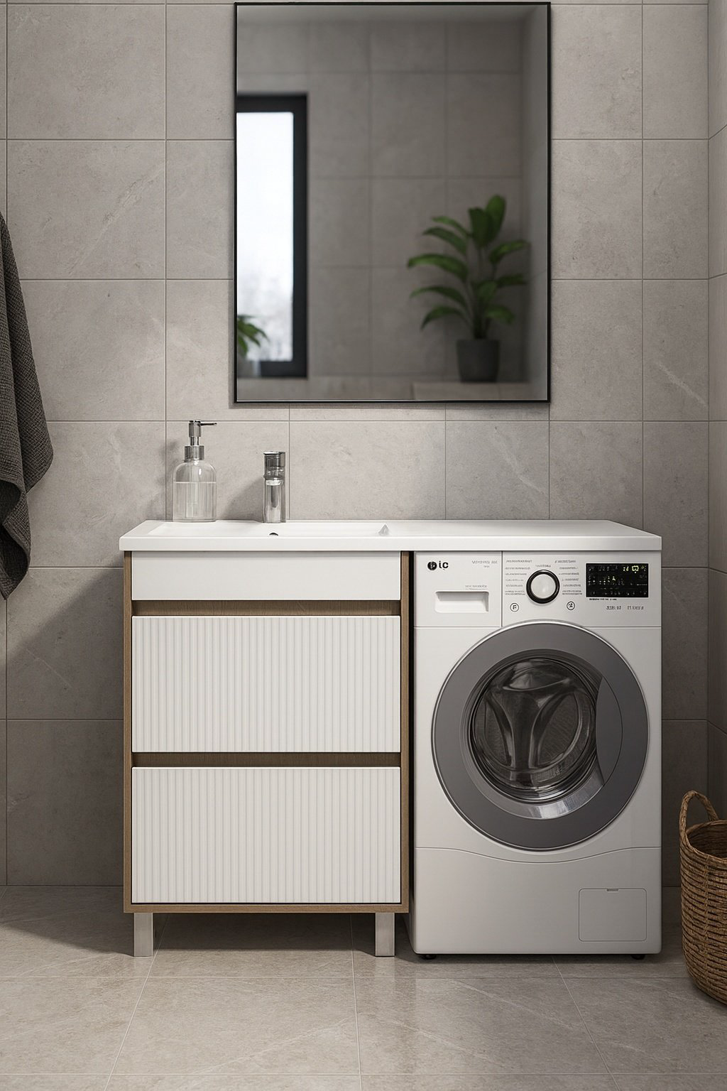 Тумба с раковиной Kabinka.kz A2 ТР 2Я СМ 1200 К 120x70x45см бело-коричневый купить,NaN