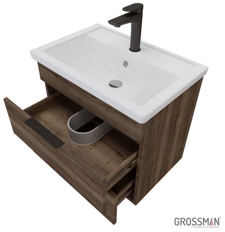 Тумба с раковиной Grossman ФОРТА 70, 66.5x50x43.5 см, темно-коричневый