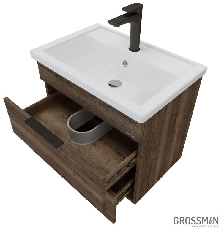 Тумба с раковиной Grossman Форта 70 66.5x50x43.5см темно-коричневый купить,NaN