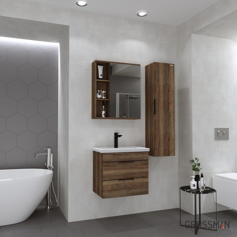 Тумба с раковиной Grossman ФОРТА 70, 66.5x50x43.5 см, темно-коричневый