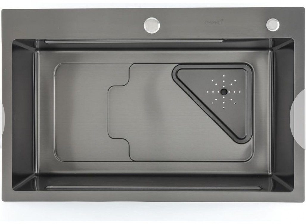 Кухонная мойка Gappo GS7246-6 врезная 46х72х21 см, нержавеющая сталь, тон графитовый