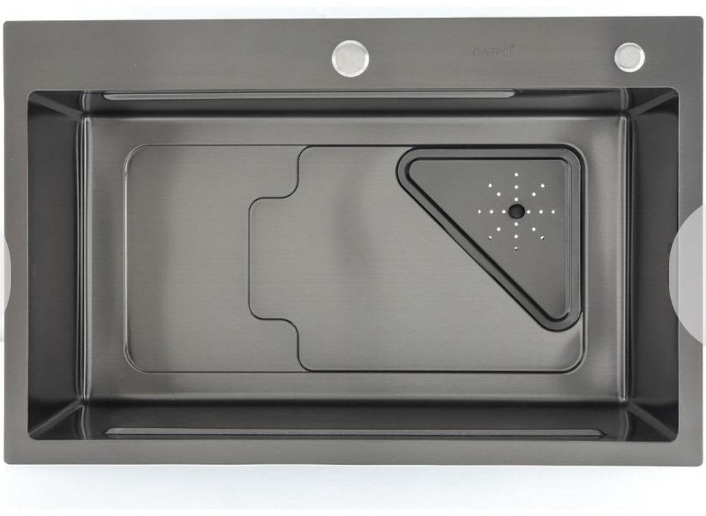 Кухонная мойка Gappo GS7246-6 врезная 46х72х21 см, нержавеющая сталь, тон графитовый купить,NaN