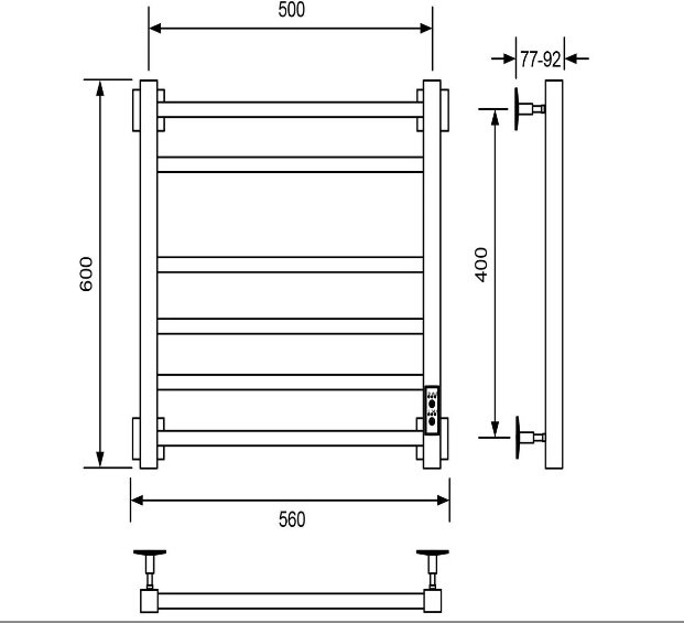 Полотенцесушитель Veconi электрический B6050CH-B, лесенка 50x60 см