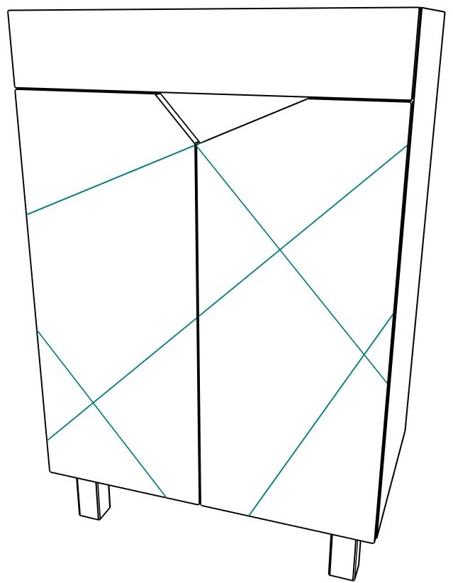 Тумба с раковиной KABINKA.KZ Байтерек, 54x81.9x34.4 см, белый