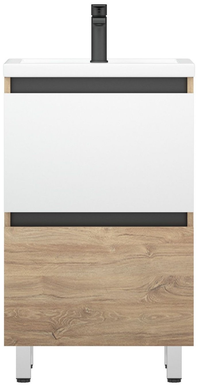 Тумба с раковиной Галатея 50, 49.4x80x39.8 см, белый, коричневый