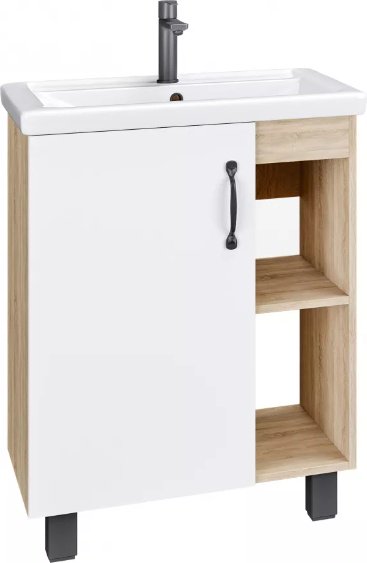 Тумба с раковиной Grossman ФЛАЙ, 60x83x40.5 см, белый, коричневый