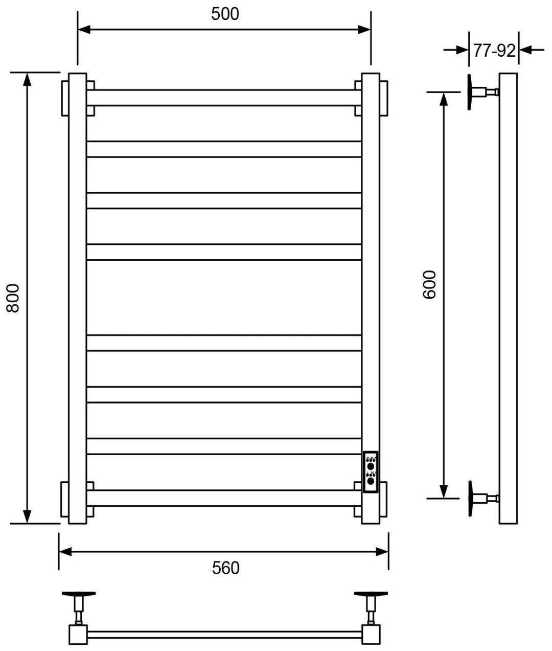 Полотенцесушитель Veconi электрический B8050CH-A, лесенка 50x80 см