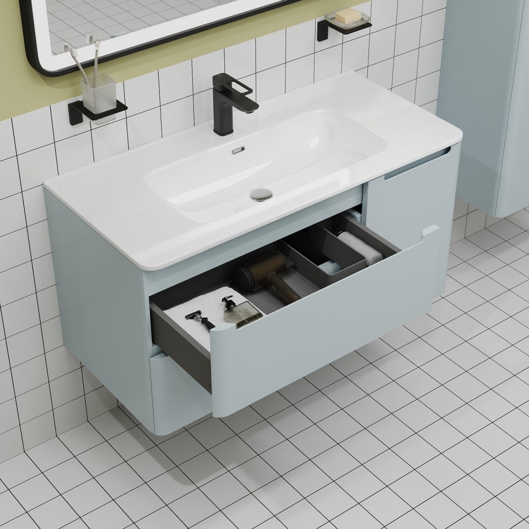 Тумба с раковиной Iddis EDI10B0i95K 100x50x46.2см голубой купить,NaN