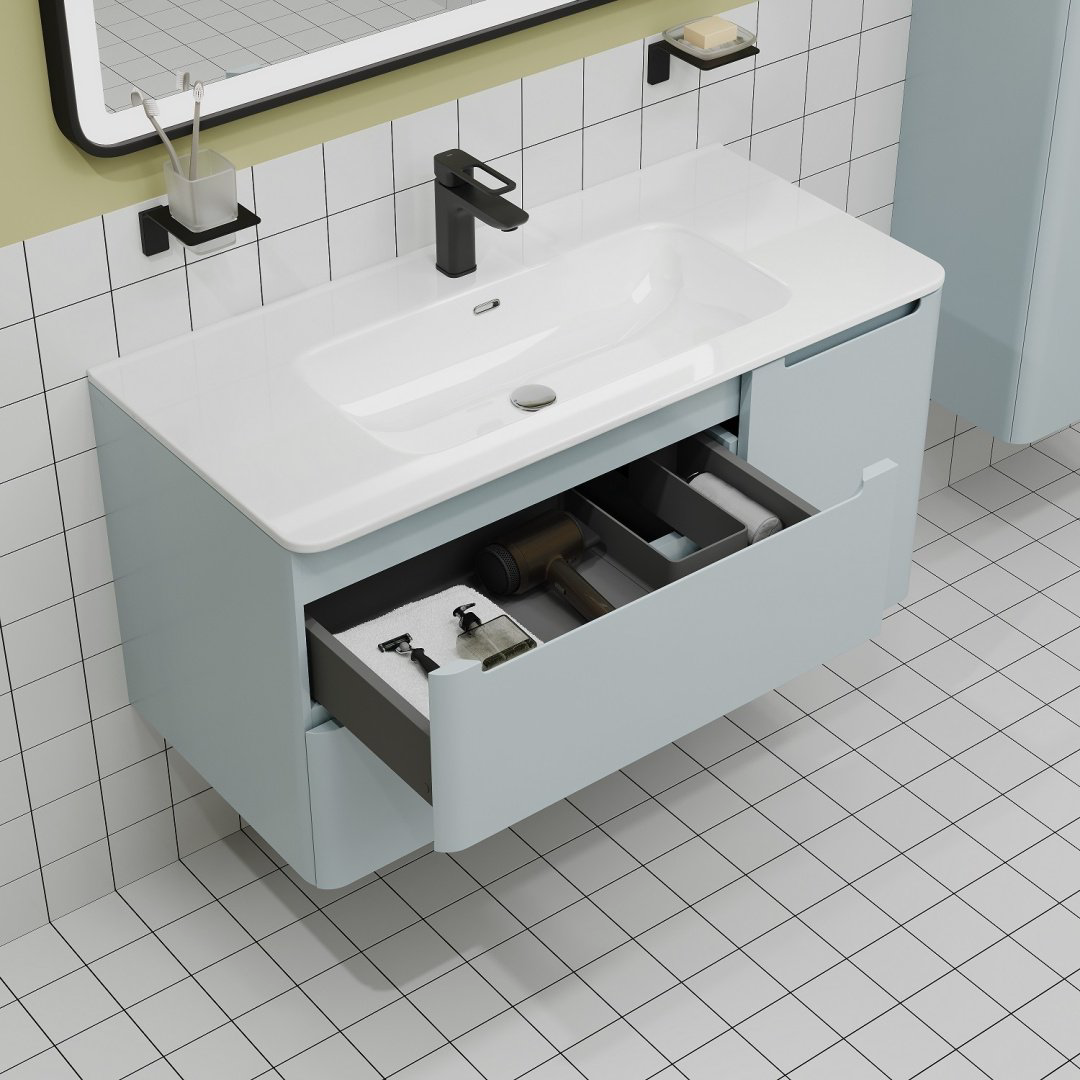 Тумба с раковиной Iddis EDI10B0i95K 100x50x46.2см голубой купить,NaN