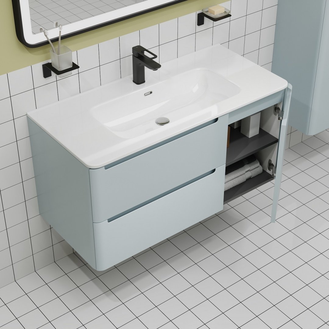 Тумба с раковиной Iddis EDI10B0i95K 100x50x46.2см голубой купить,NaN