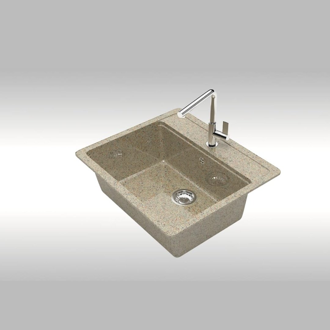 Кухонная мойка Marrbaxx Джеки L9/G34 врезная 57х50.5х20 см, искусственный мрамор, тон песочный