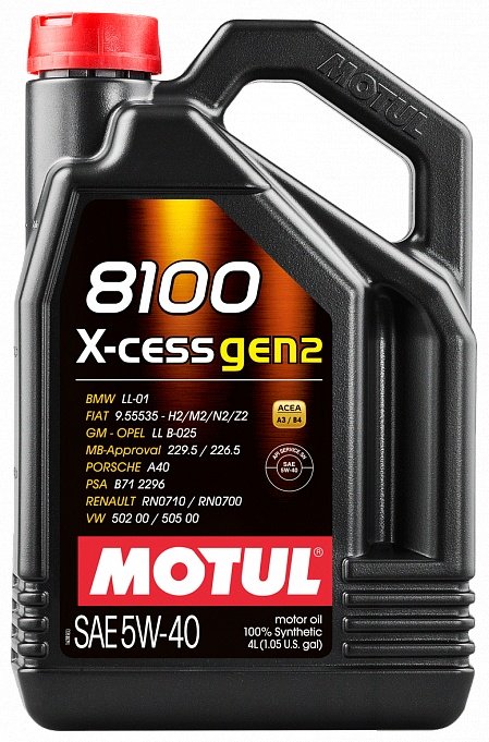 Моторное масло Синтетическое Motul 8100 X-cess gen2 5W-40 4 л