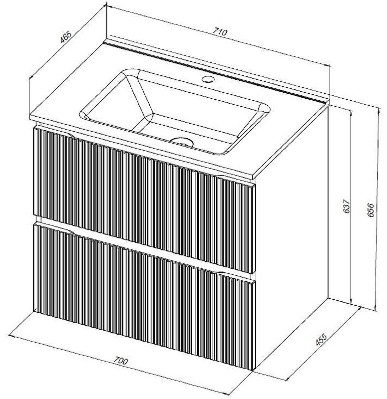 Тумба с раковиной Kabinka.kz Flat 70 335423 70x63.7x45.5см белый купить,NaN