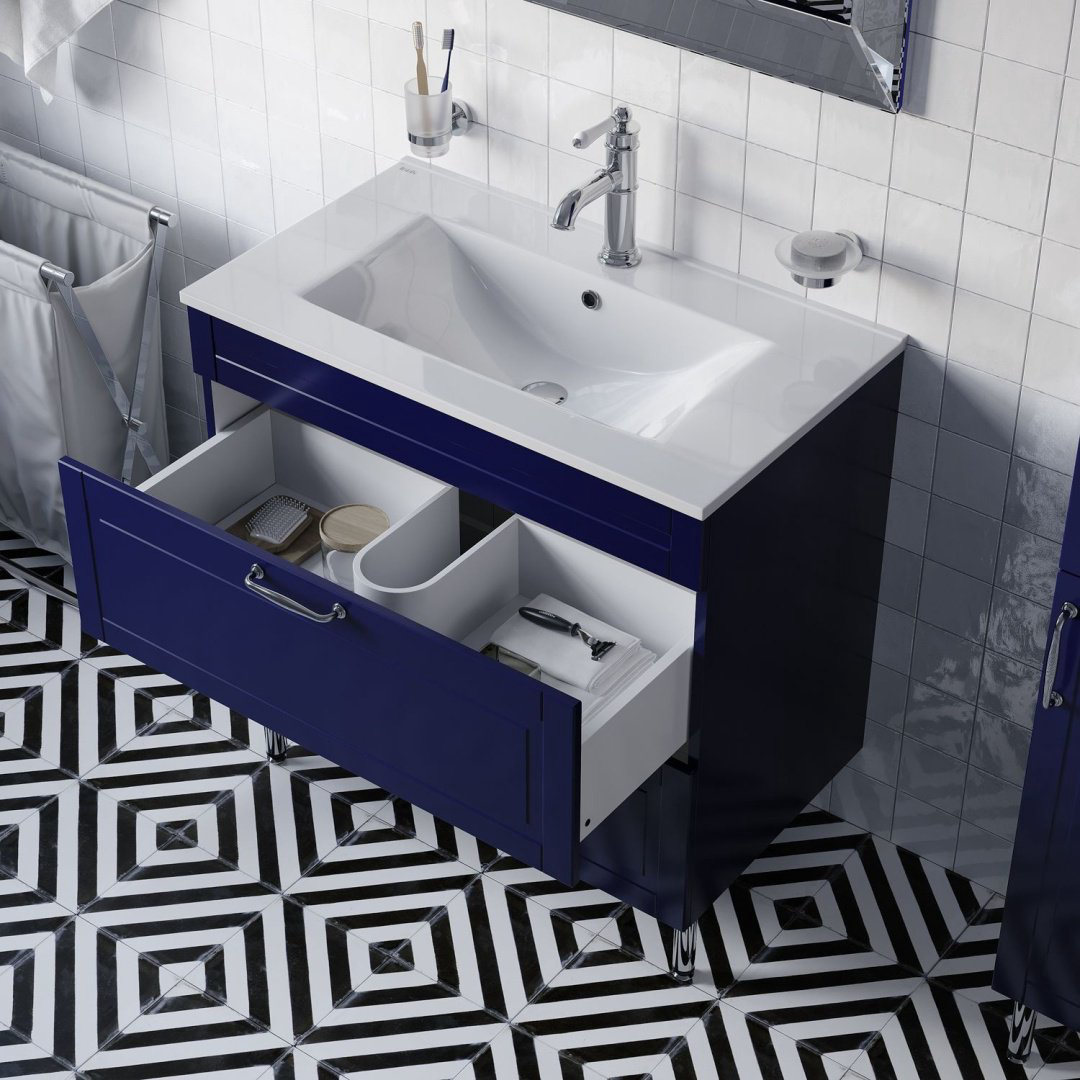 Тумба с раковиной Iddis OXF80N0i95K 80x60x45.5см синий купить,NaN