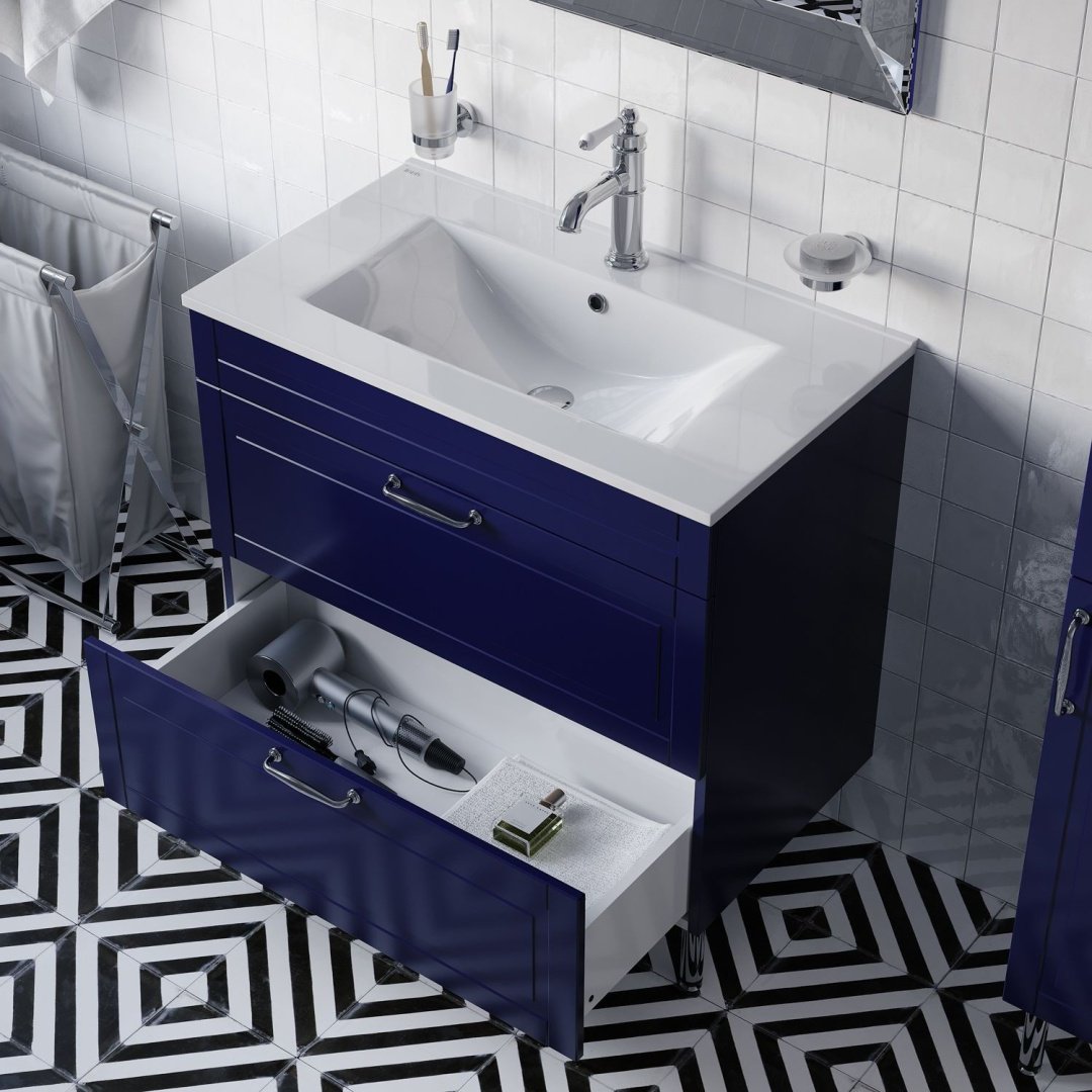 Тумба с раковиной Iddis OXF80N0i95K 80x60x45.5см синий купить,NaN