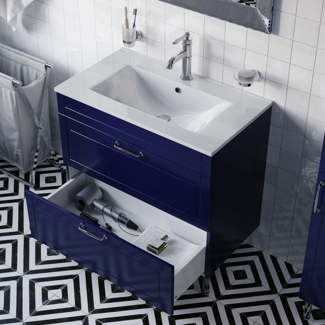 Тумба с раковиной Iddis OXF80N0i95K 80x60x45.5см синий купить,NaN