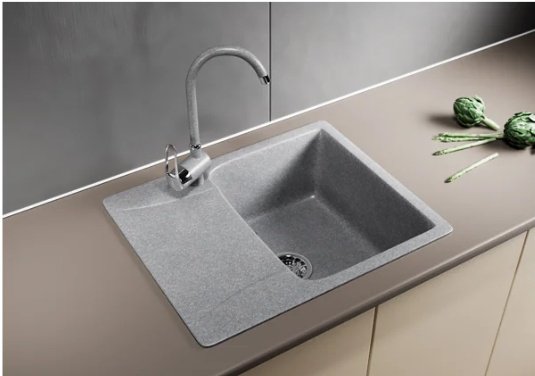 Кухонная мойка Mixline ML-GM-26 врезная 47х58х19 см, искусственный мрамор, тон графитовый купить,0