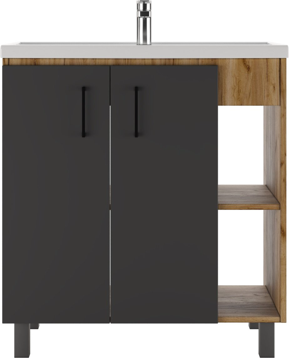 Тумба с раковиной Kabinka.kz Байтерек 77.2x82x44.4см коричнево-графитовый купить,NaN