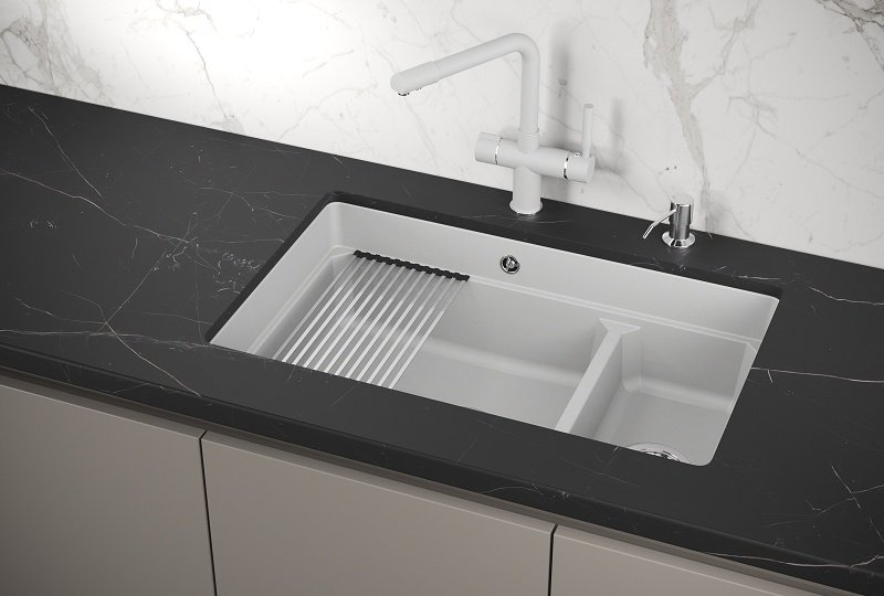 Кухонная мойка GRANULA KS-7304U врезная 73х46х20 см, кварцевый песок, тон арктик купить,NaN