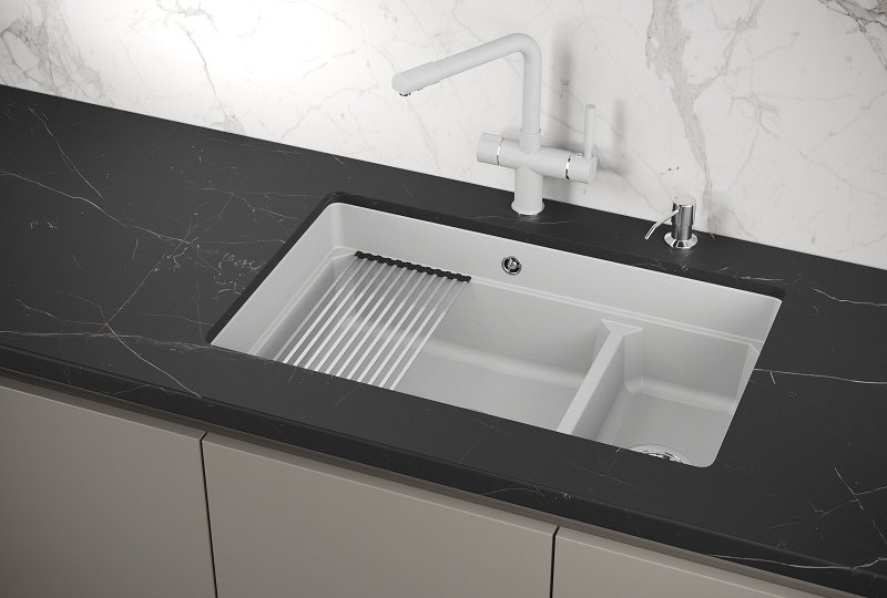 Кухонная мойка GRANULA KS-7304U врезная 73х46х20 см, кварцевый песок, тон арктик купить,NaN