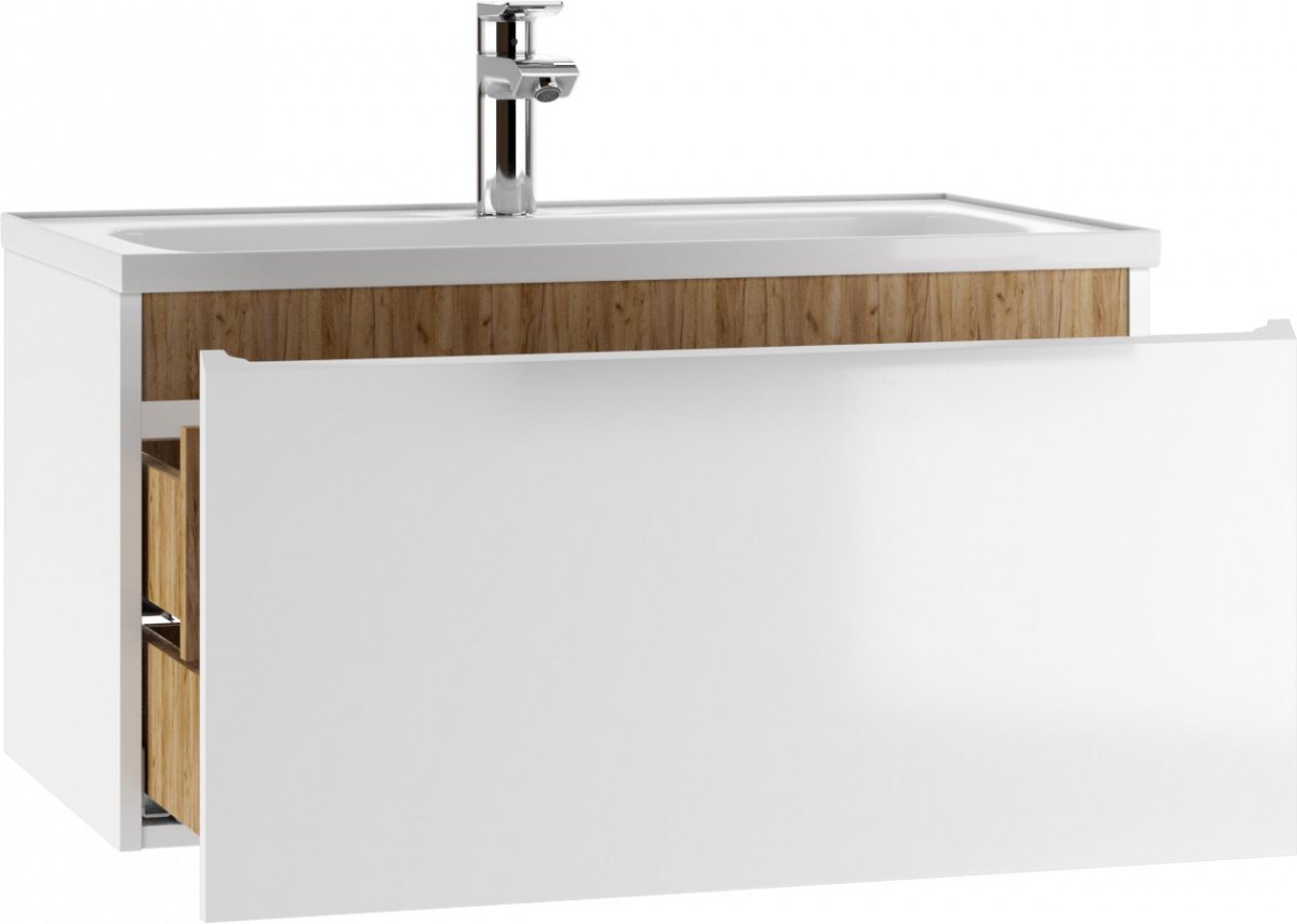 Тумба с раковиной KABINKA.KZ &#34;Absolute 80&#34; Senator 80, 79.4x40x45.6 см, белый, коричневый