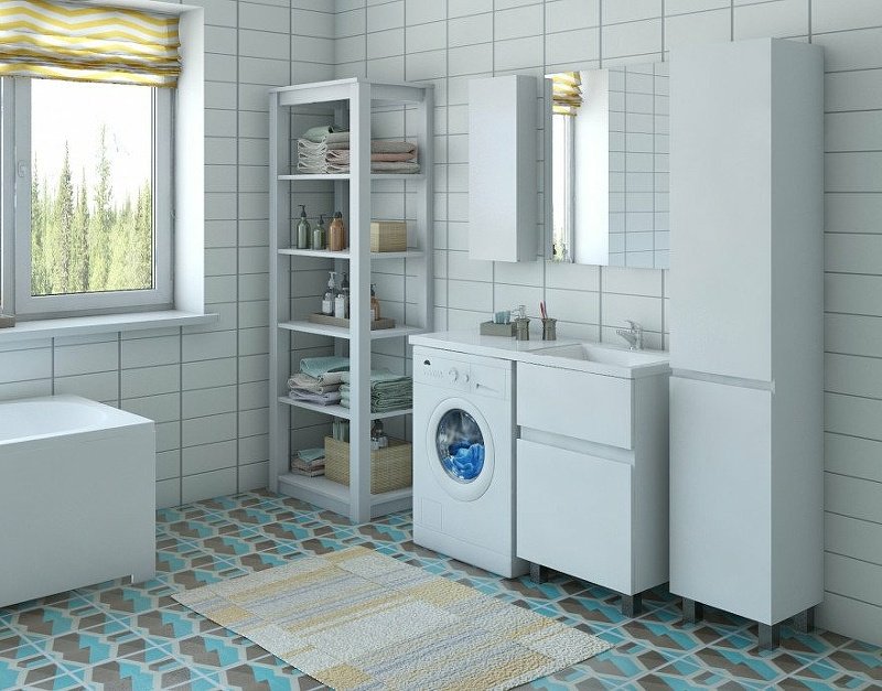 Тумба с раковиной KABINKA.KZ ФР-00001920, 120x86x48.2 см, белый