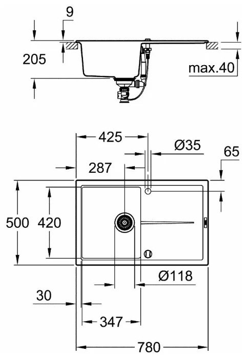 Кухонная мойка Grohe K400 31639AT0 серый