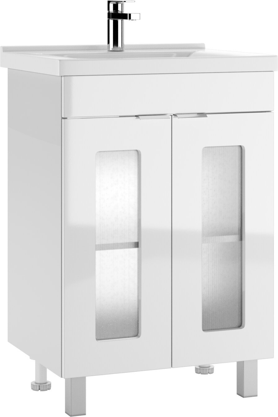 Тумба с раковиной KABINKA.KZ Кристалл, 56x82x43.4 см, белый