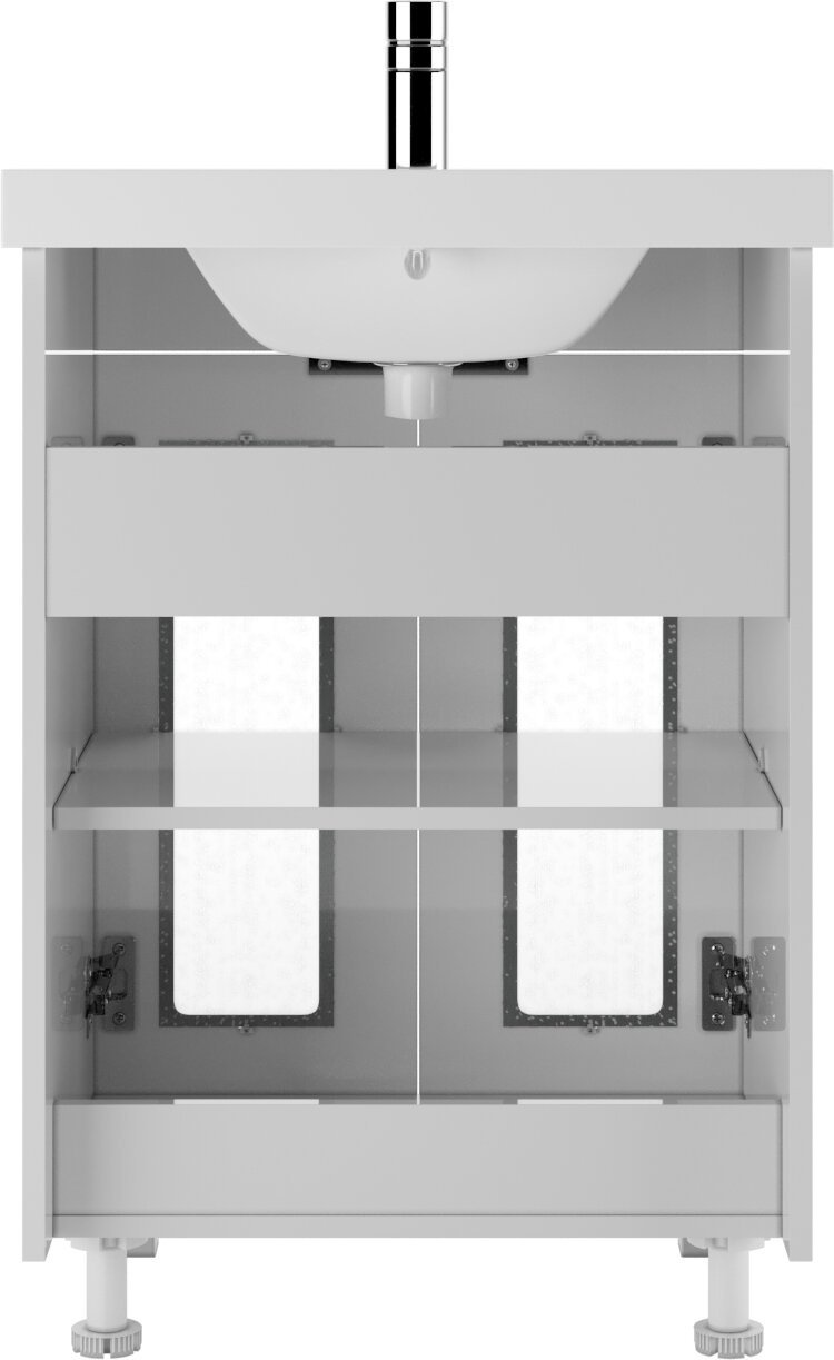 Тумба с раковиной KABINKA.KZ Кристалл, 56x82x43.4 см, белый