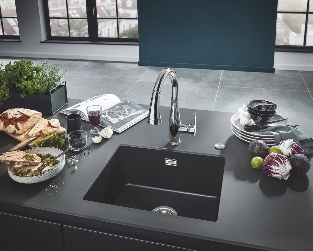 Кухонная мойка Grohe K700U врезная 45.7х53.3х20.9 см, искусственный камень купить,246000