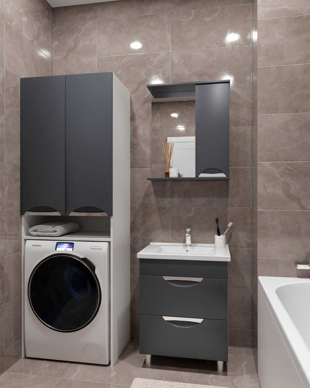 Тумба с раковиной AVK Верона 80x70x47см бело-серый купить,NaN