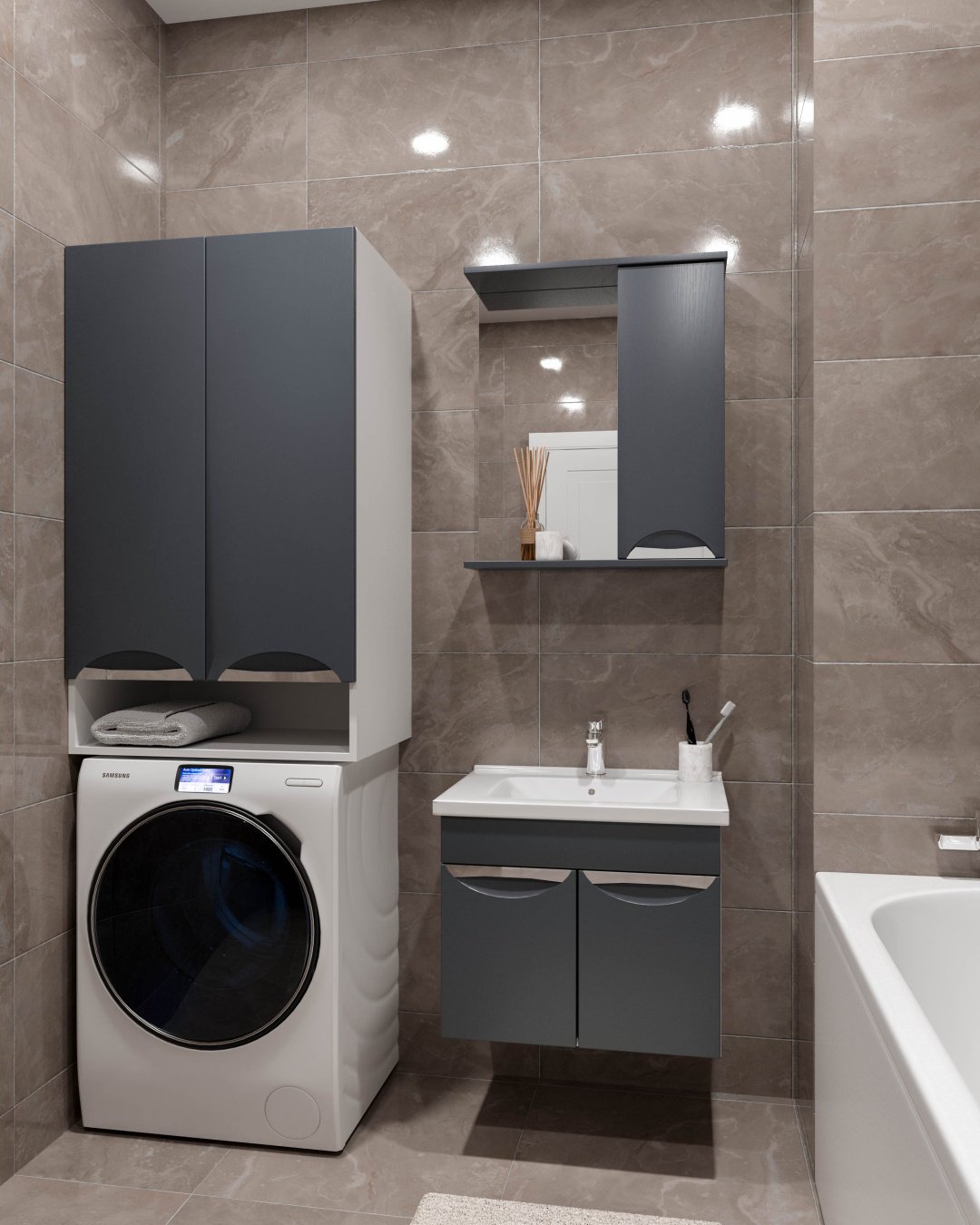 Тумба с раковиной AVK Верона 60x52x45см бело-серый купить,NaN