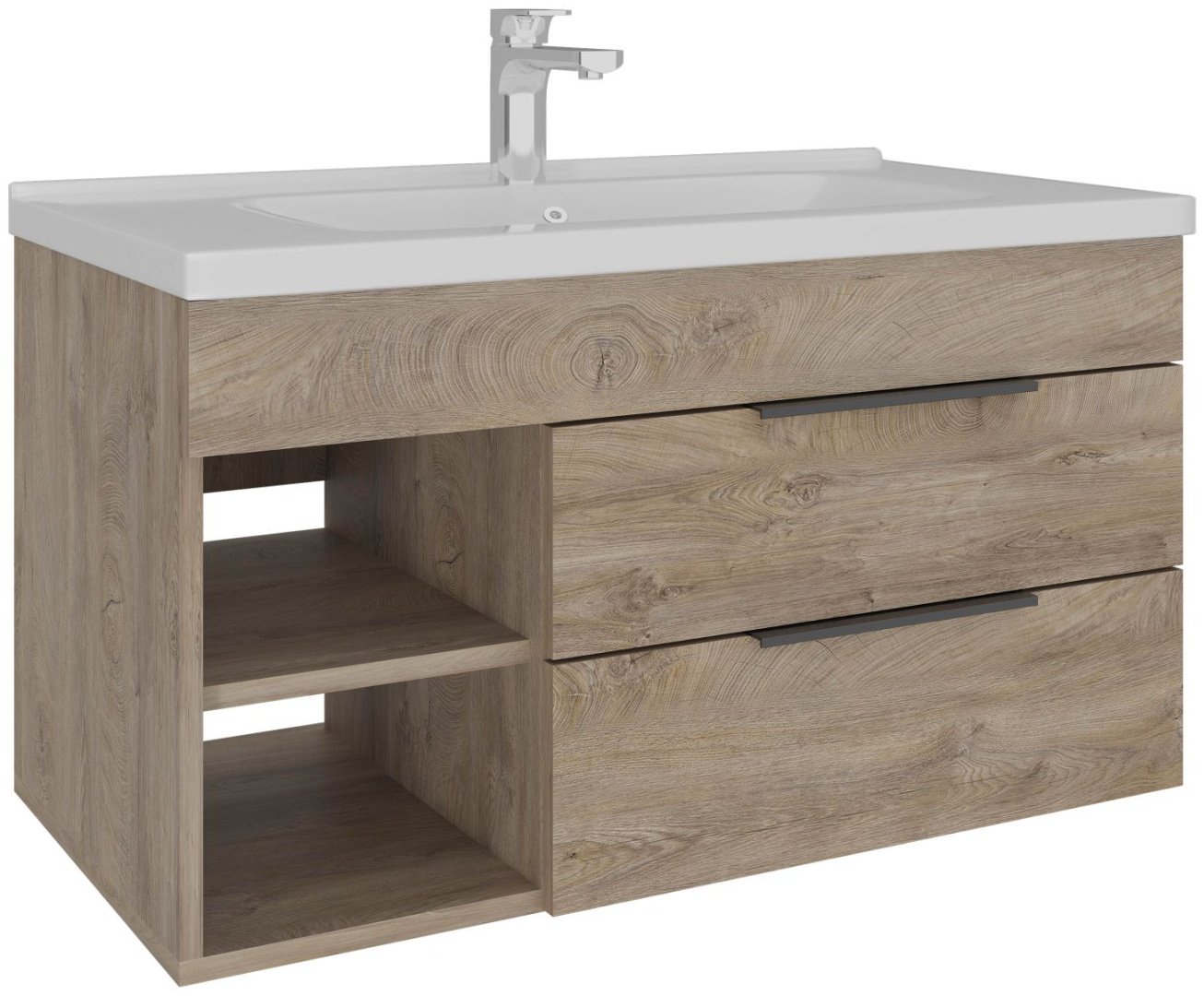 Тумба с раковиной AVK Кира 2 ящика &#43;ниша, 100x52x47 см, светло-коричневый