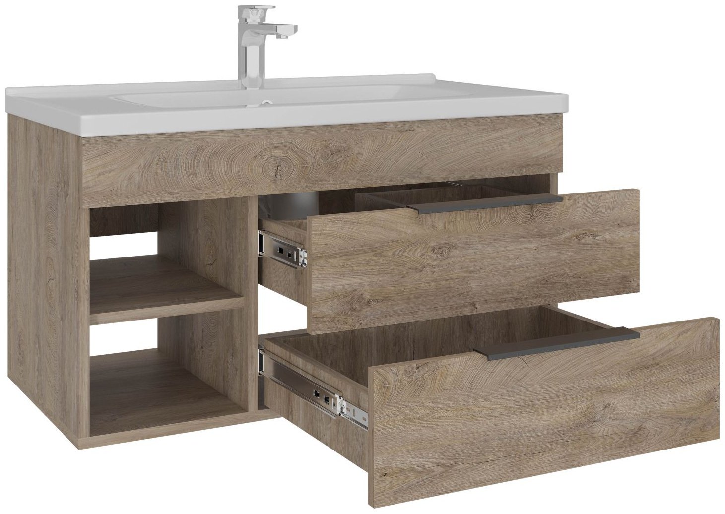 Тумба с раковиной AVK Кира 2 ящика &#43;ниша, 100x52x47 см, светло-коричневый