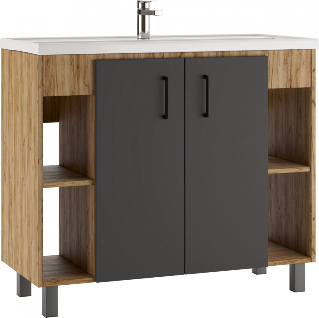 Тумба с раковиной Kabinka.kz Байтерек 97.5x82x44.4см коричнево-графитовый купить,NaN