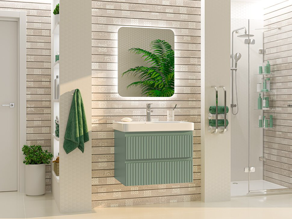 Тумба с раковиной Brevita Victory 70x49x37 см зеленый купить,NaN