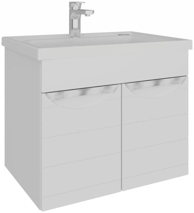 Тумба с раковиной навесная, AVK, 2 Двери, Вероника, 80x52x45 см, белый