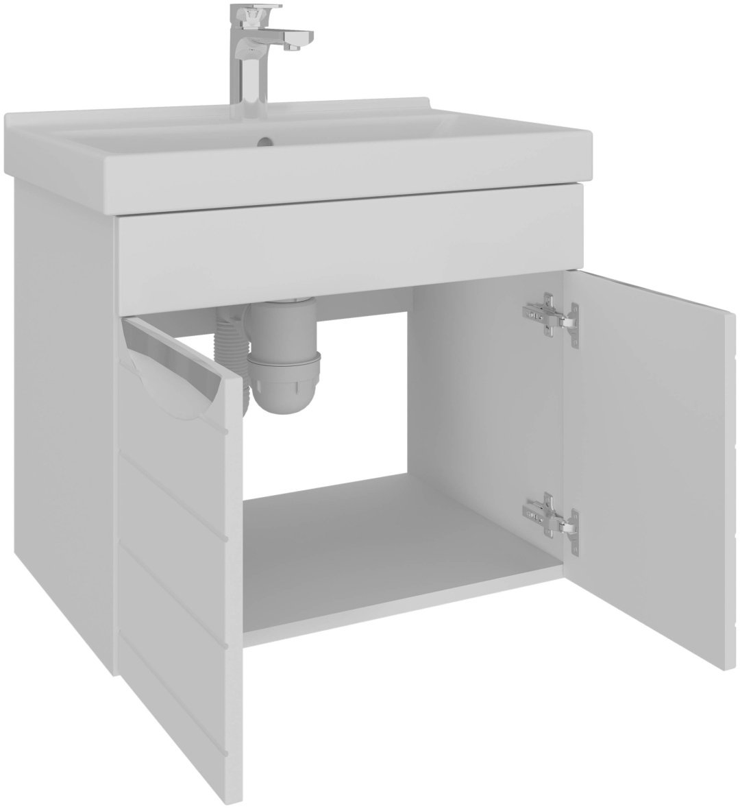 Тумба с раковиной навесная, AVK, 2 Двери, Вероника, 80x52x45 см, белый