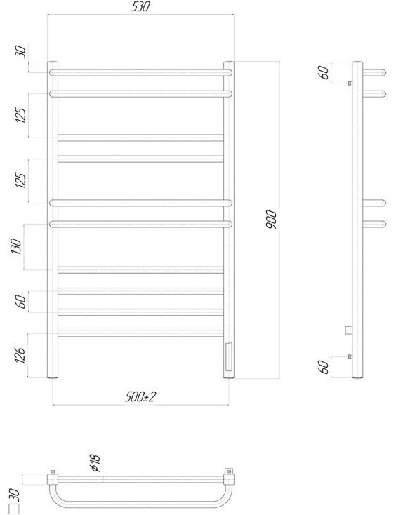 Полотенцесушитель Lemark электрический LM04910Z 53x90 лесенка
