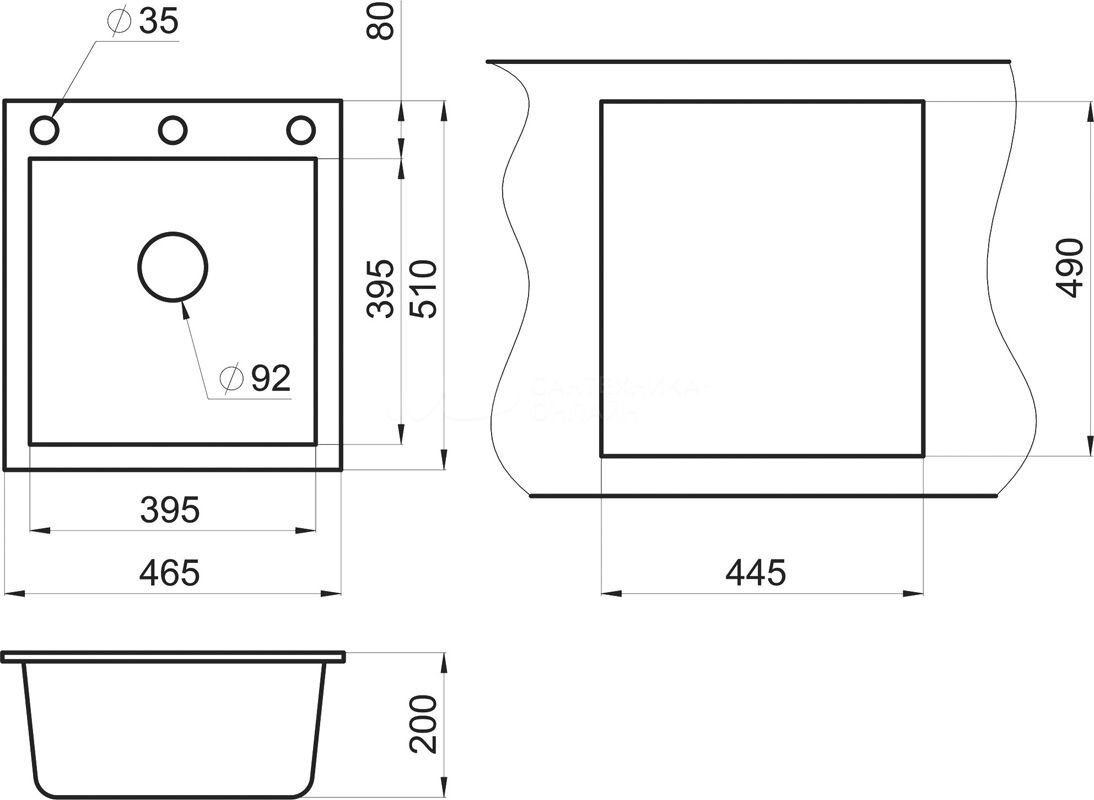Кухонная мойка GRANULA 4651 врезная 46.5х51х19.5 см, кварцевый песок купить,211400