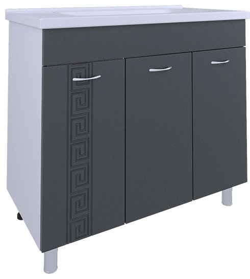 Тумба с раковиной AVK Афина 3 двери, 80x70x45 см, белый, серый