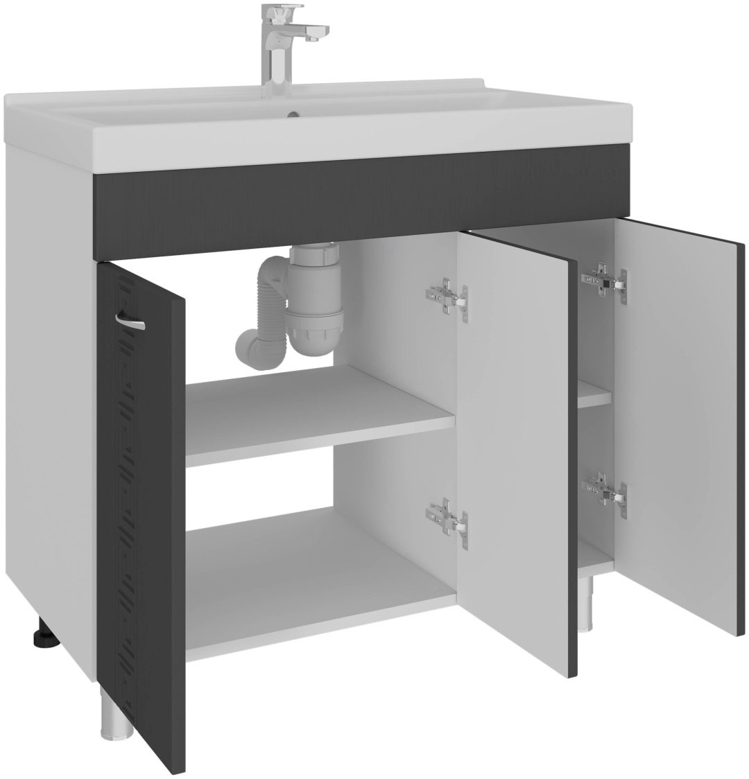 Тумба с раковиной AVK Афина 3 двери, 80x70x45 см, белый, серый