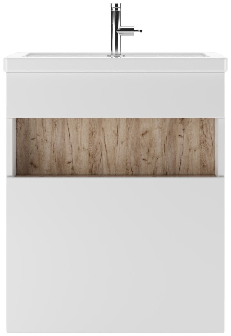 Тумба с раковиной KABINKA.KZ Байтерек, 57x68x38.4 см, белый, коричневый