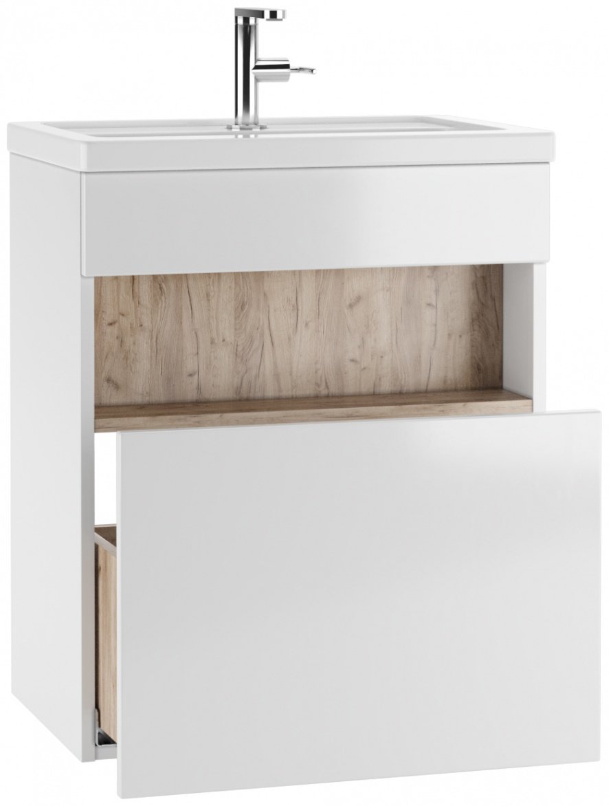 Тумба с раковиной KABINKA.KZ Байтерек, 57x68x38.4 см, белый, коричневый