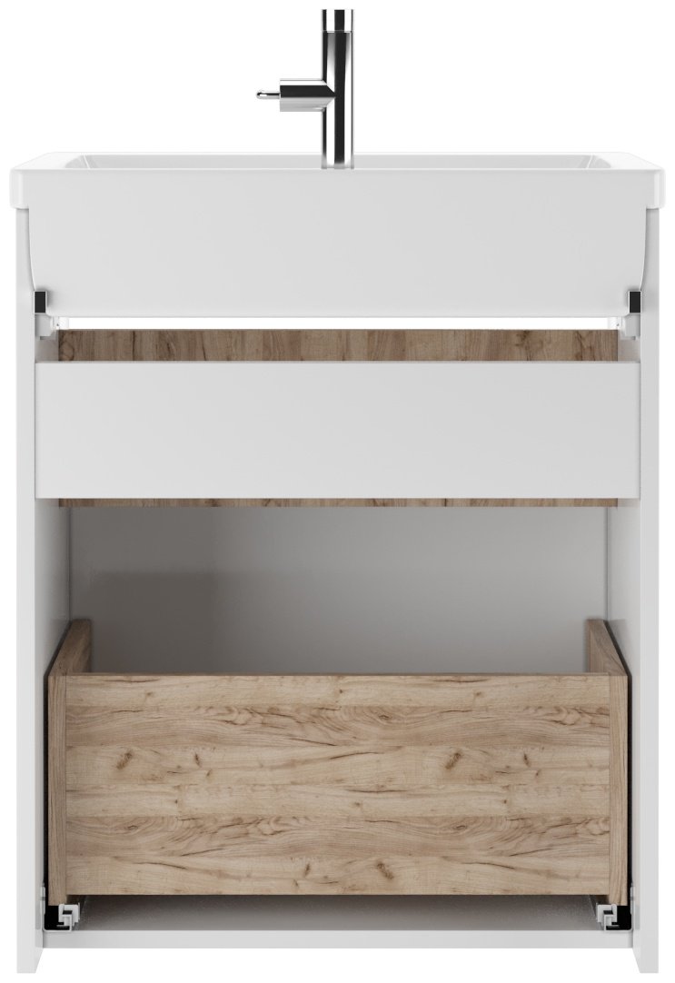 Тумба с раковиной KABINKA.KZ Байтерек, 57x68x38.4 см, белый, коричневый