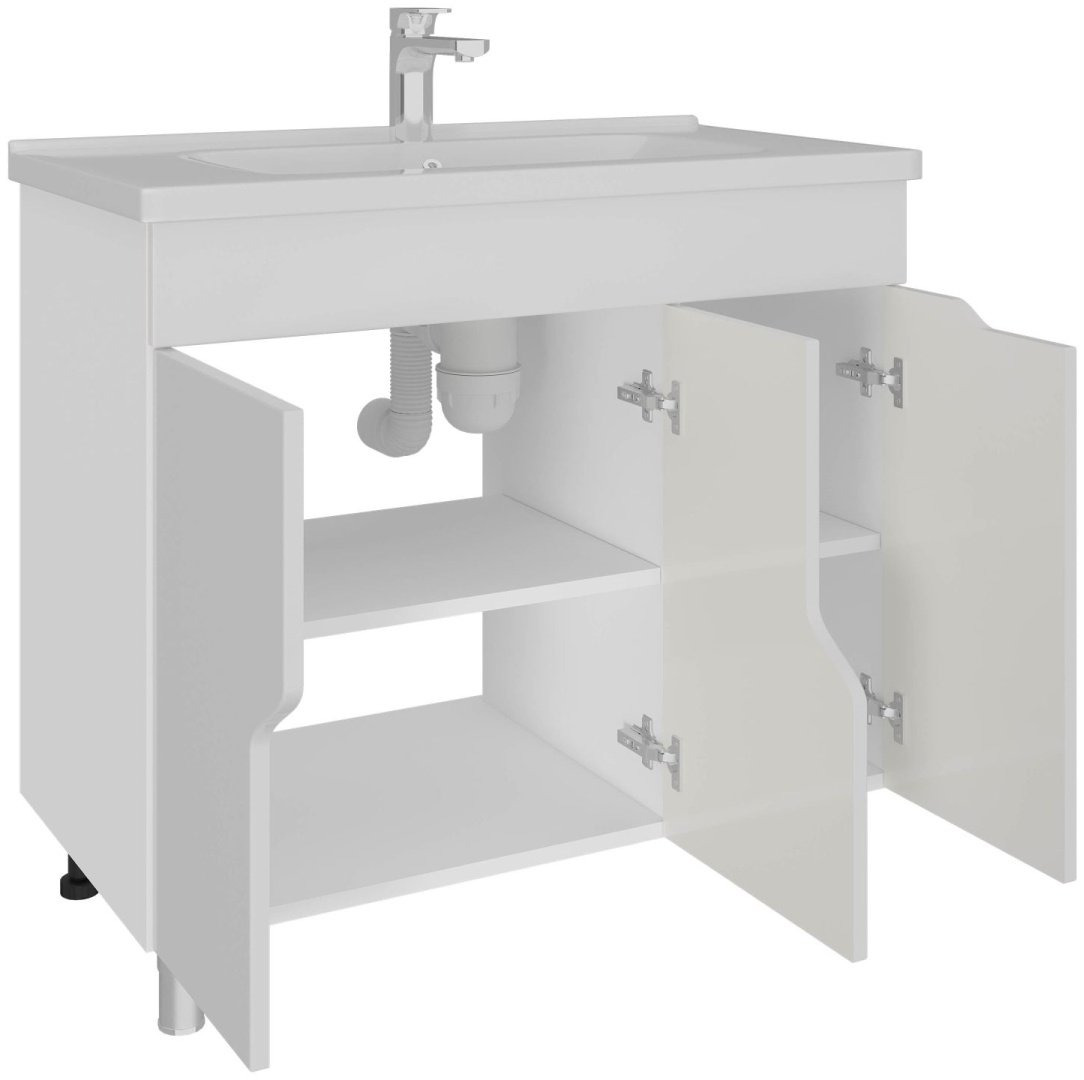 Тумба с раковиной AVK ТР 3двери Азалия, 100x70x47 см, белый