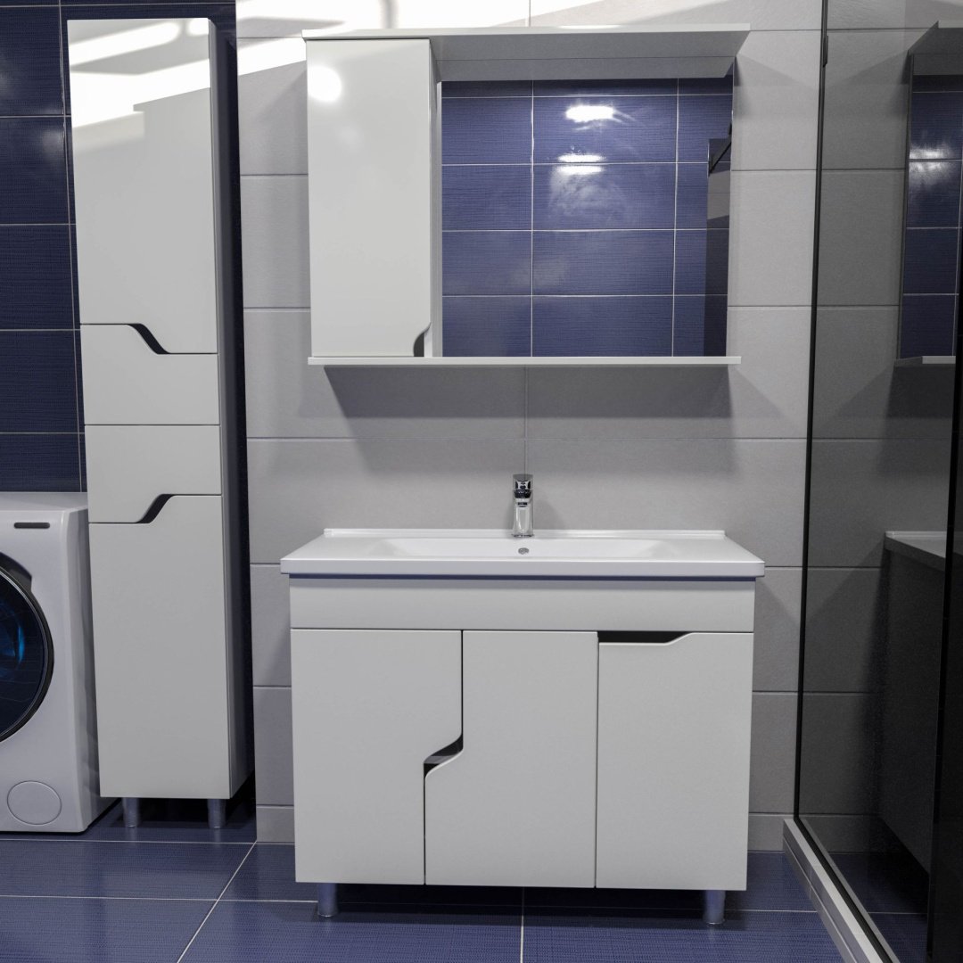 Тумба с раковиной AVK ТР 3двери Азалия, 100x70x47 см, белый