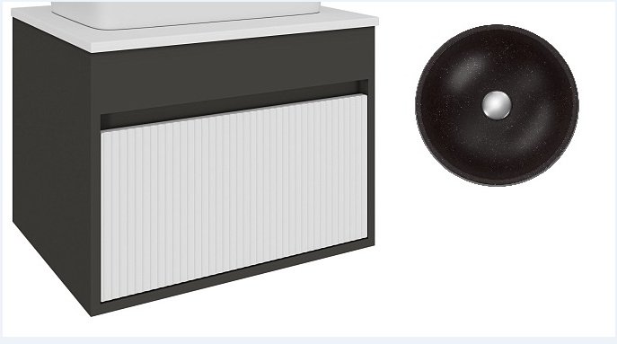 Тумба с раковиной KABINKA.KZ Эвелин, 60x60x45 см, белый, серый